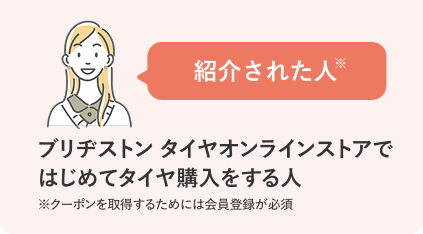 紹介される人 ブリヂストン タイヤオンラインストアではじめてタイヤ購入をする人