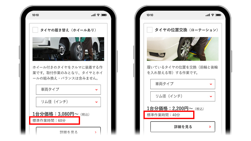 オプションの作業時間について