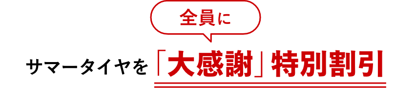 全員に全てサマータイヤを「大感謝」特別割引