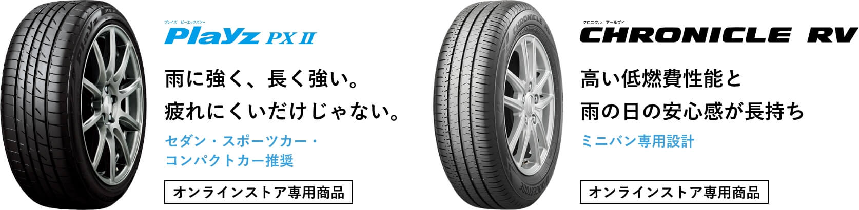 Playz PX Ⅱ 雨に強く、長く強い。疲れにくいだけじゃない。セダン・スポーツカー・コンパクトカー推奨  CHRONICLE RV 高い低燃費性能と雨の日の安心感が長持ち ミニバン専用設計